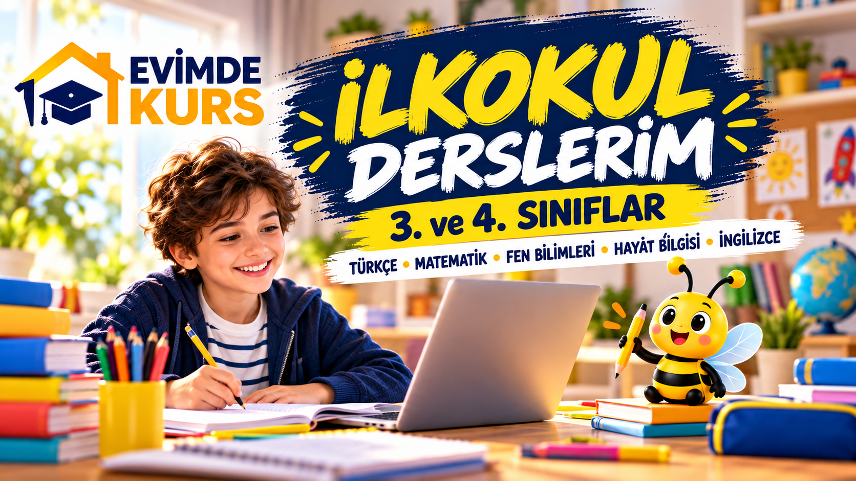 EVİMDE KURS İlkokul Derslerim: 3. ve 4. sınıflar; Türkçe, Matematik, Fen Bilimleri, Hayat Bilgisi ve İngilizce