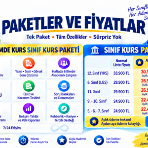 8. Sınıf (LGS) – SINIF KURS PAKETİ – 9 AYLIK PEŞİN